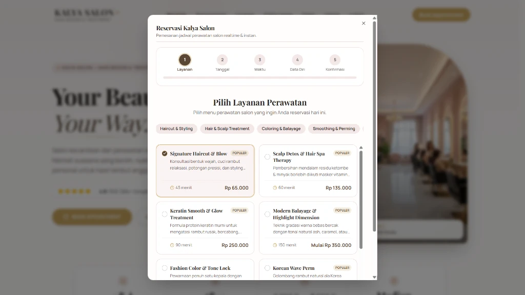 Kalya Salon & Spa Interface 2