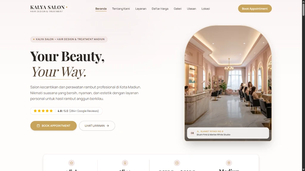 Kalya Salon & Spa Interface 1